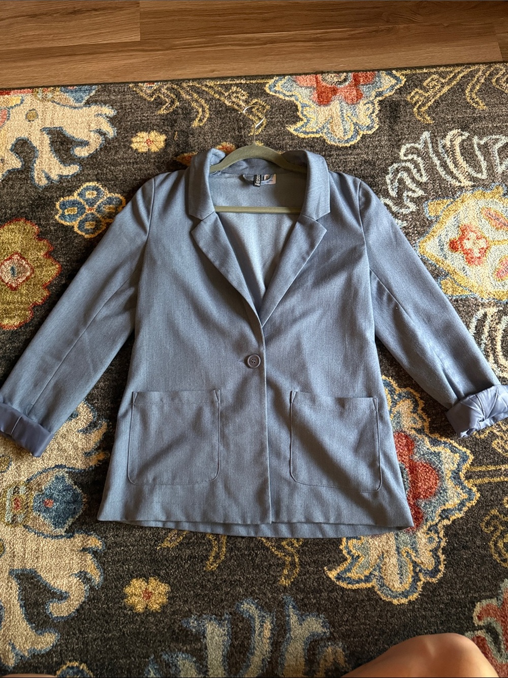 H&M Powder Blue Single-Button Blazer Jacket